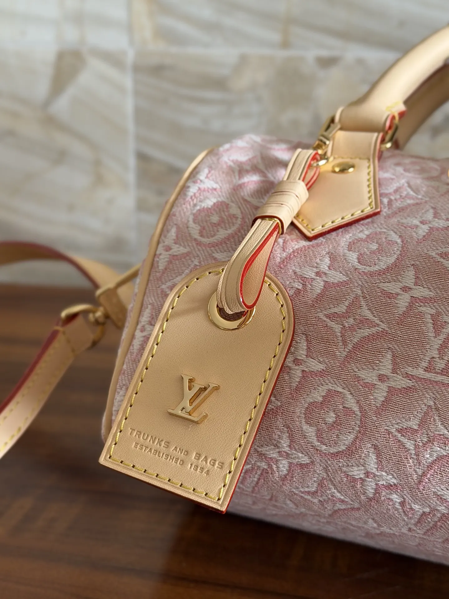 LV Speedy 粉色 帆布 收納包 旅行收納款