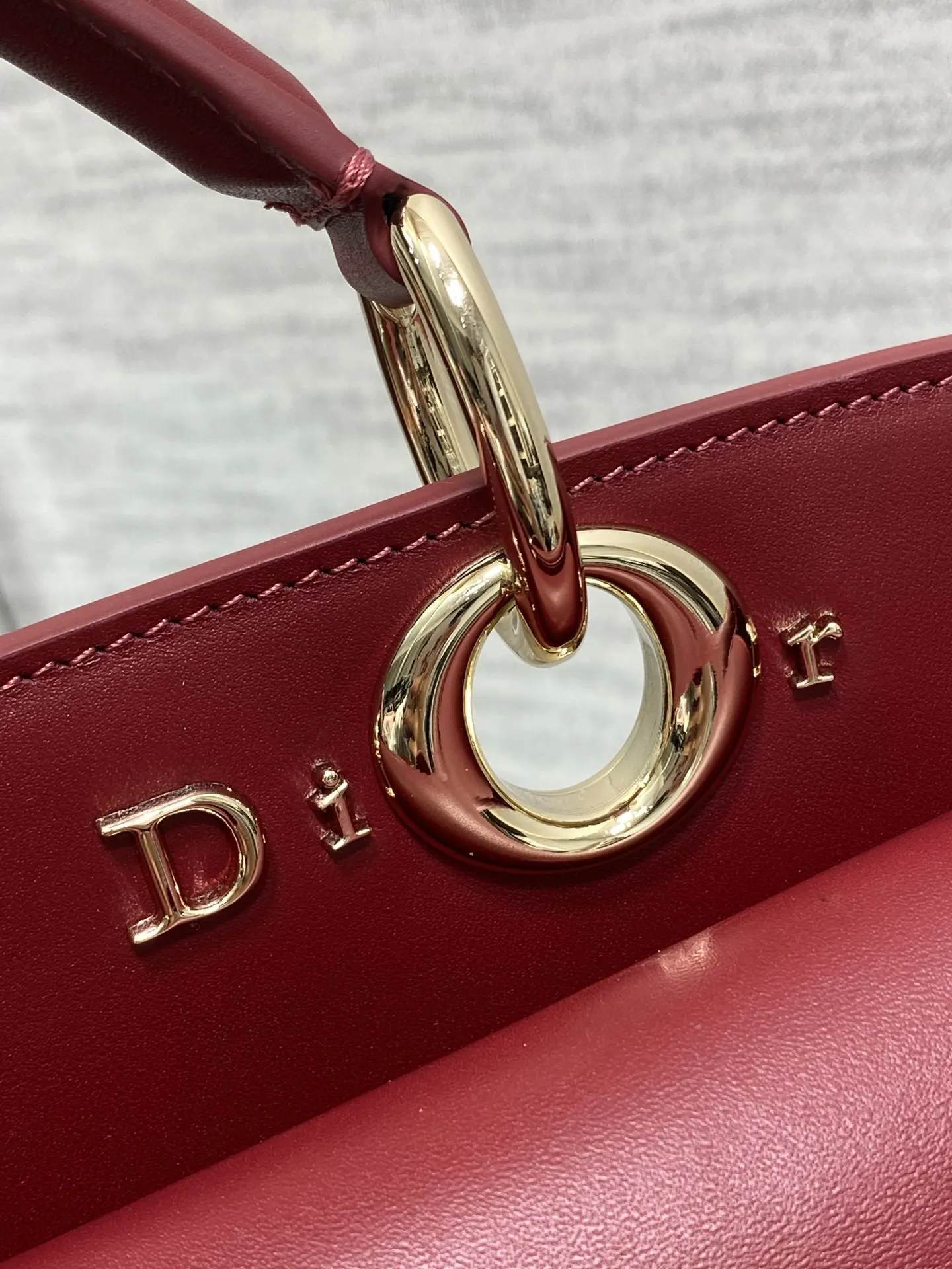 Dior Lady Dior 酒红色手提斜挎包 格纹款