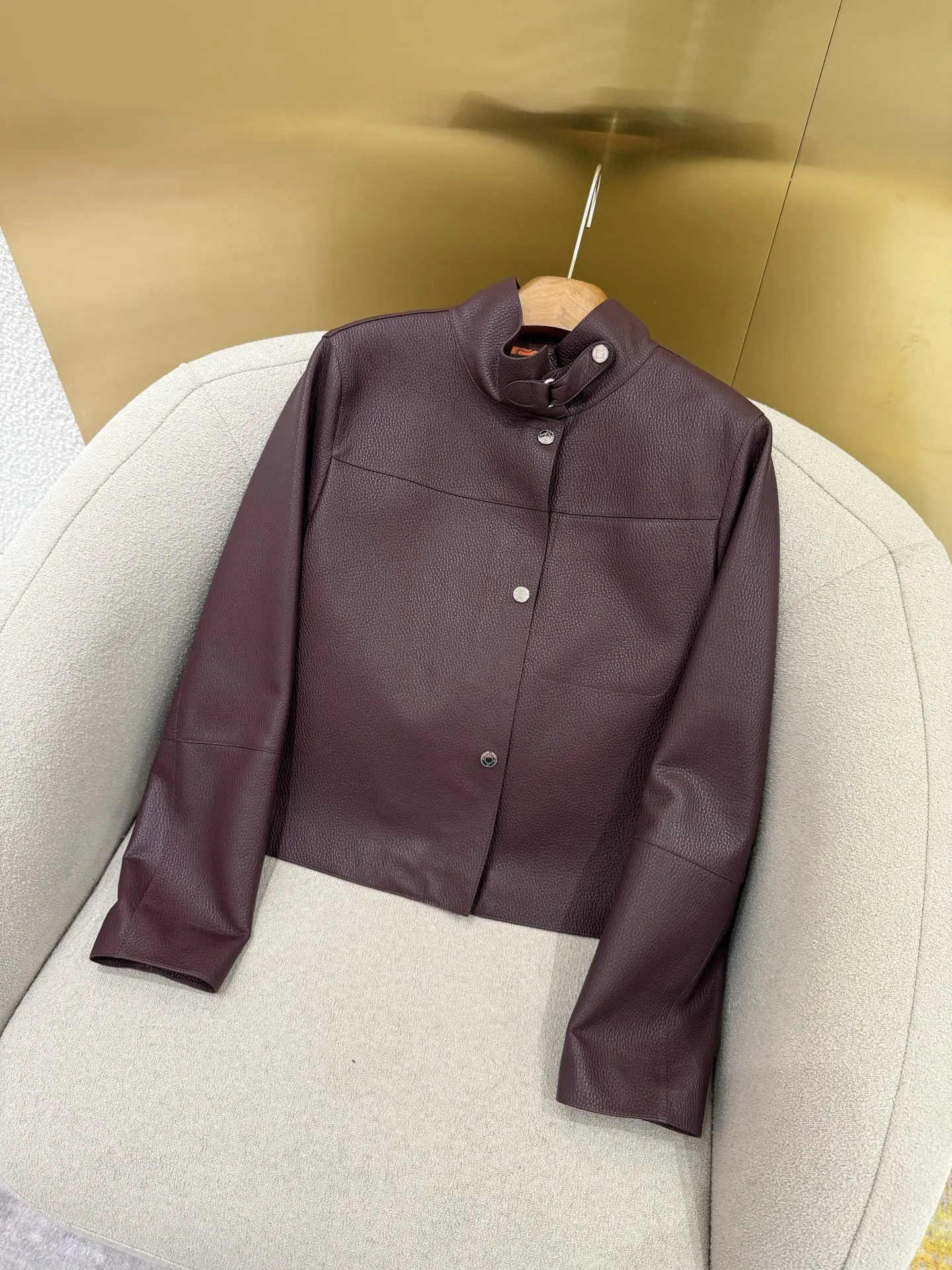 Hermès 棕色 皮革 夹克