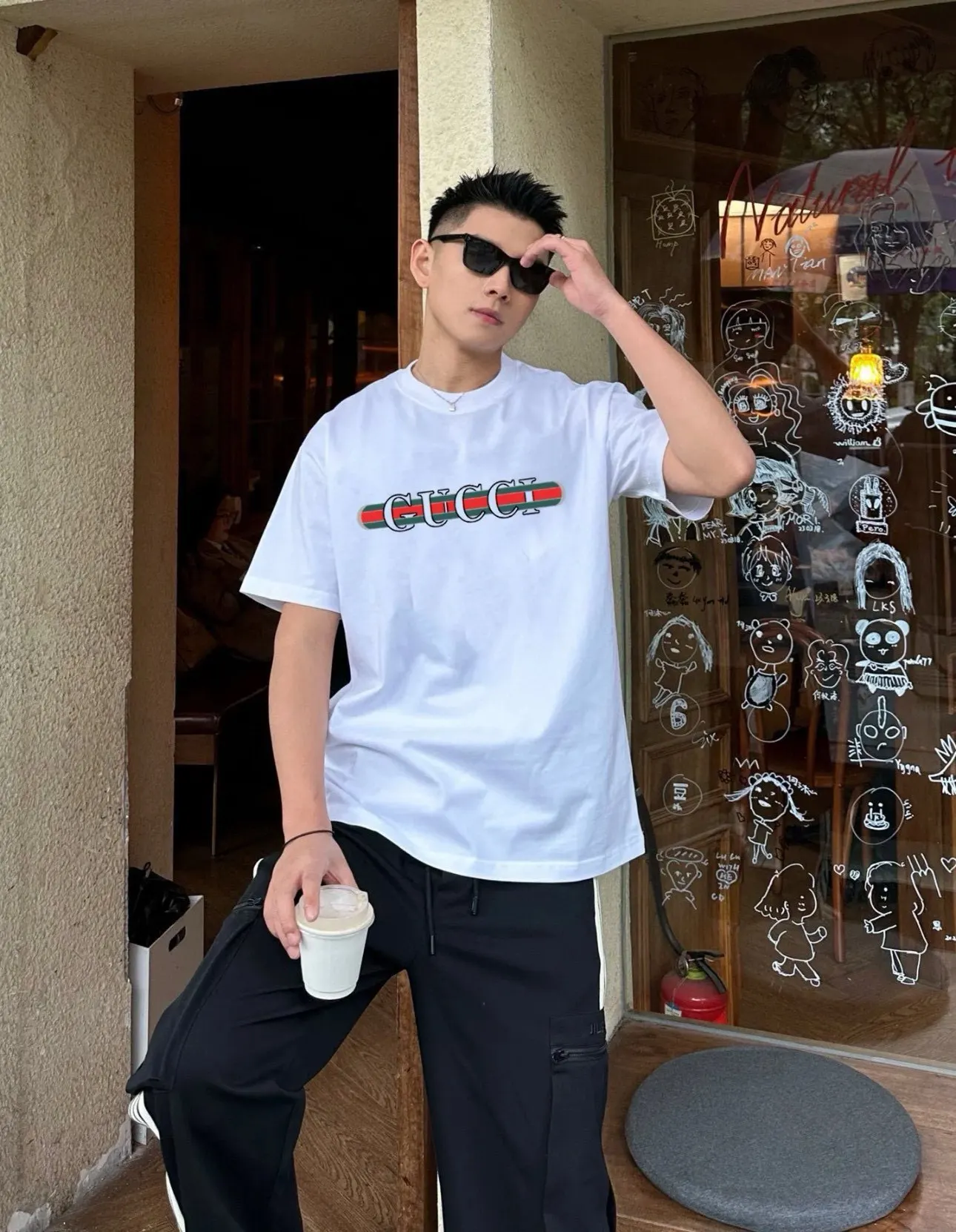 Gucci 26SS 白色 印花 水洗 短袖T恤