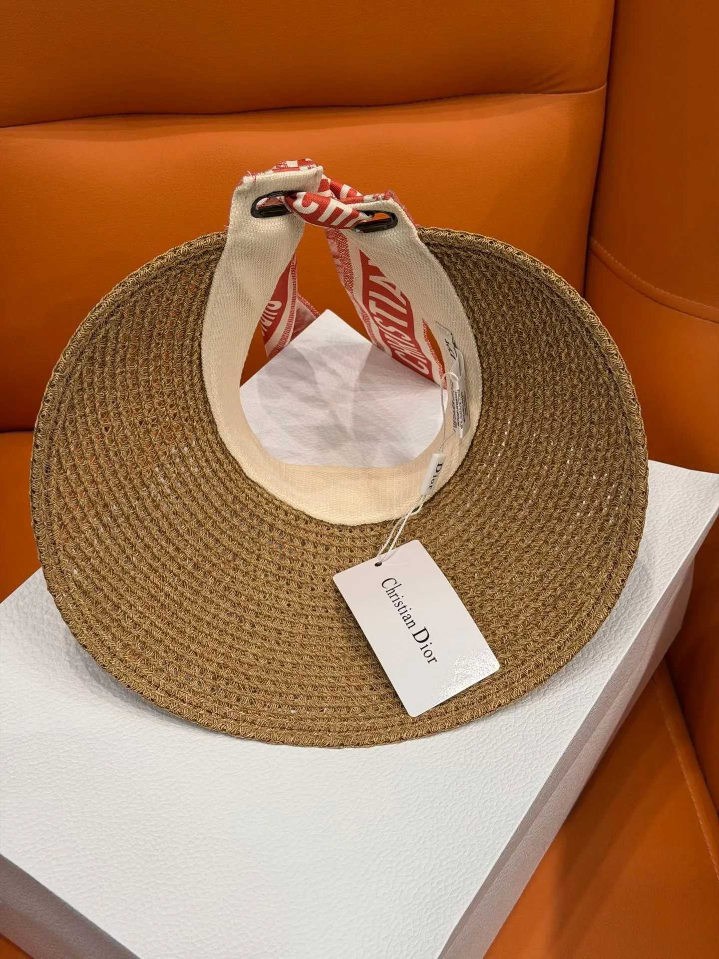 Dior 红色丝带草编遮阳帽 度假款