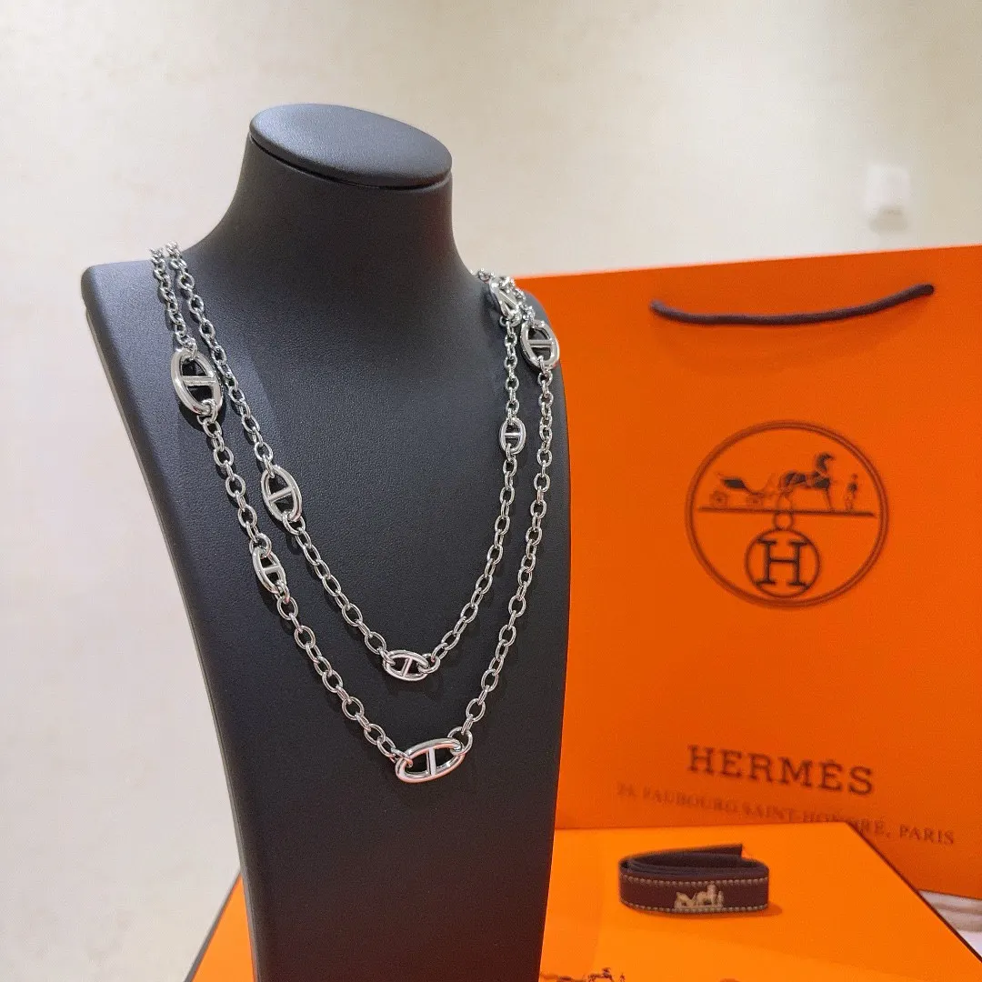 Hermes 链条 项链 精致锁骨链款