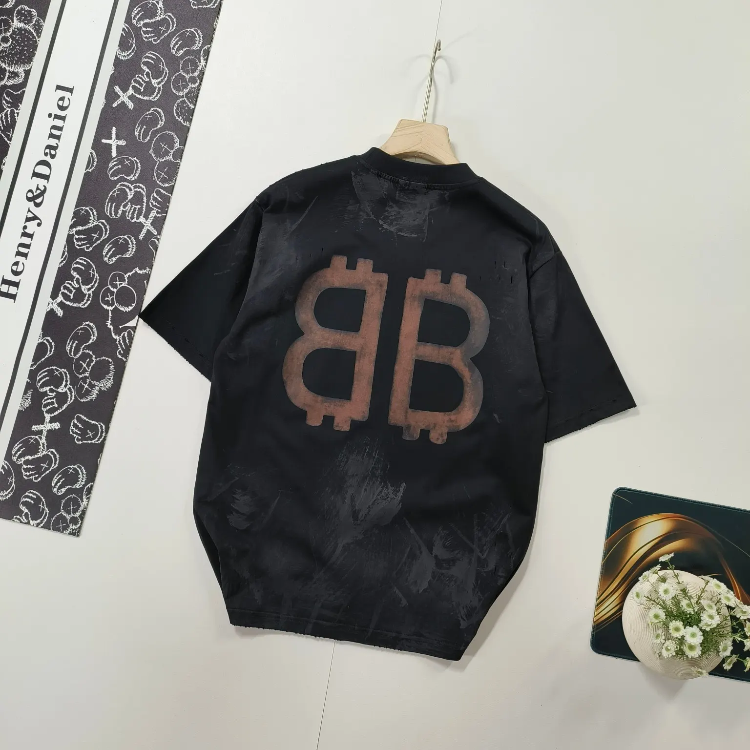 Balenciaga Blue Cotton Logo Short Sleeve T-Shirt Street