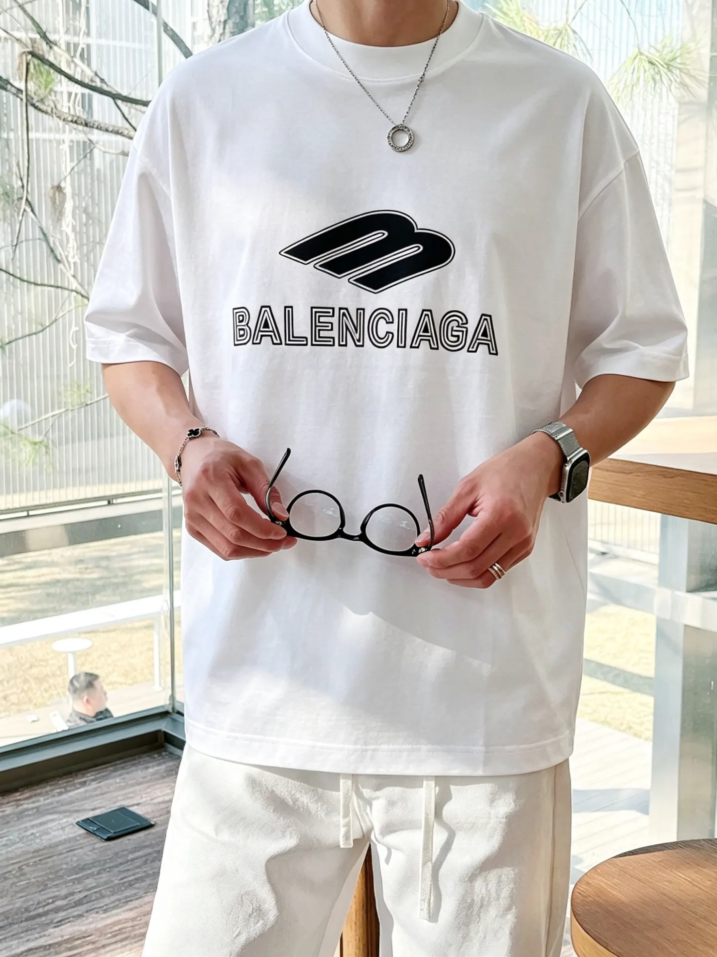 Balenciaga 黑白 純棉 Logo 短袖T恤(數字12)