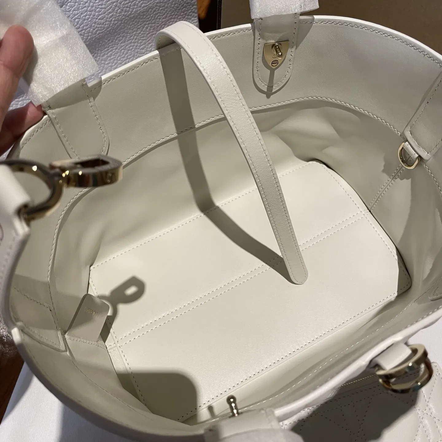 Dior White Bucket Bag Casual Leather