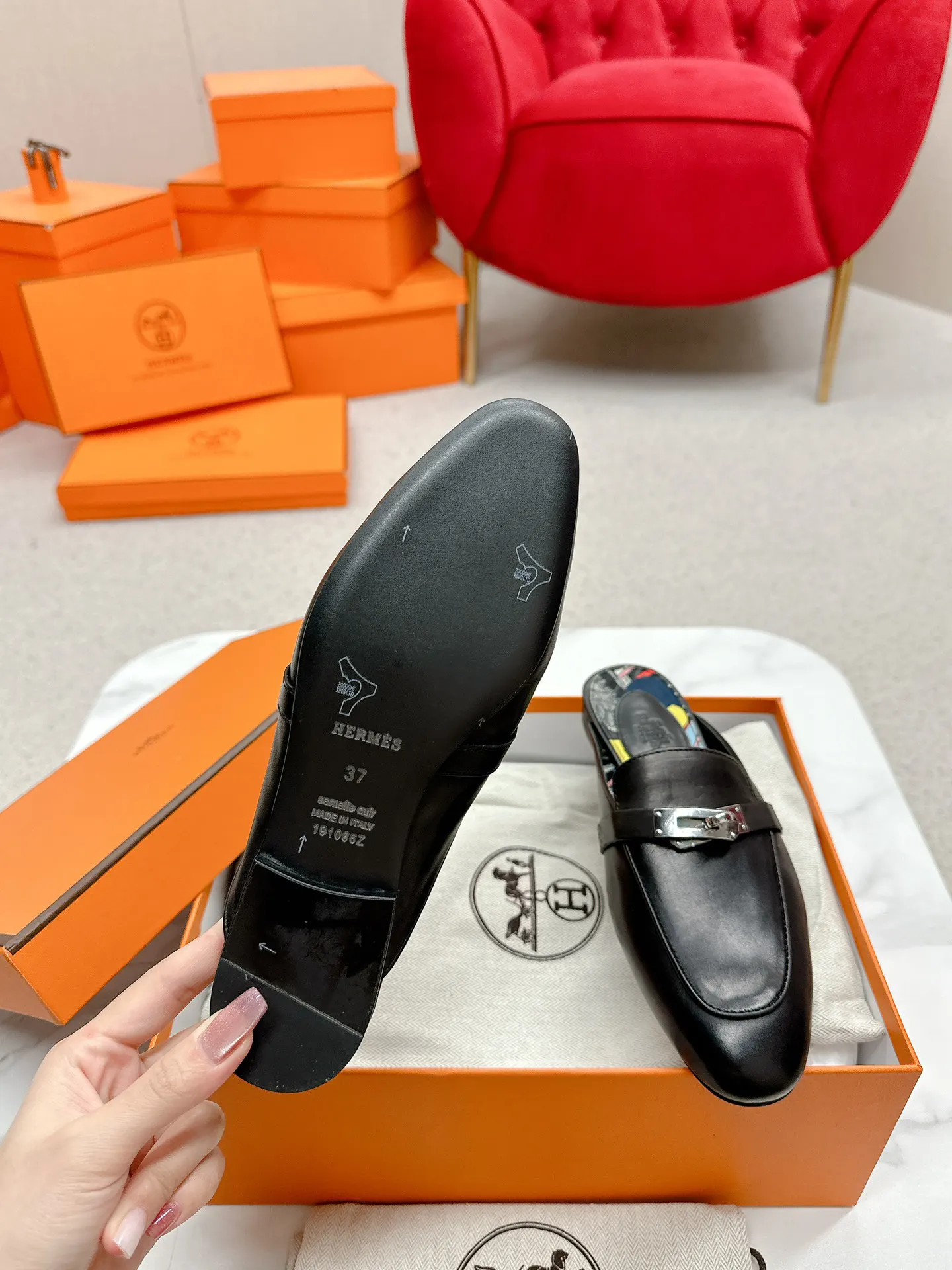 Hermès Leather Slides
