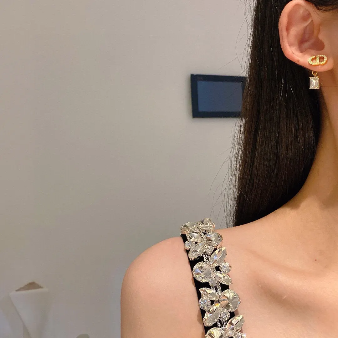 Dior CD 水晶 耳环 优雅耳饰