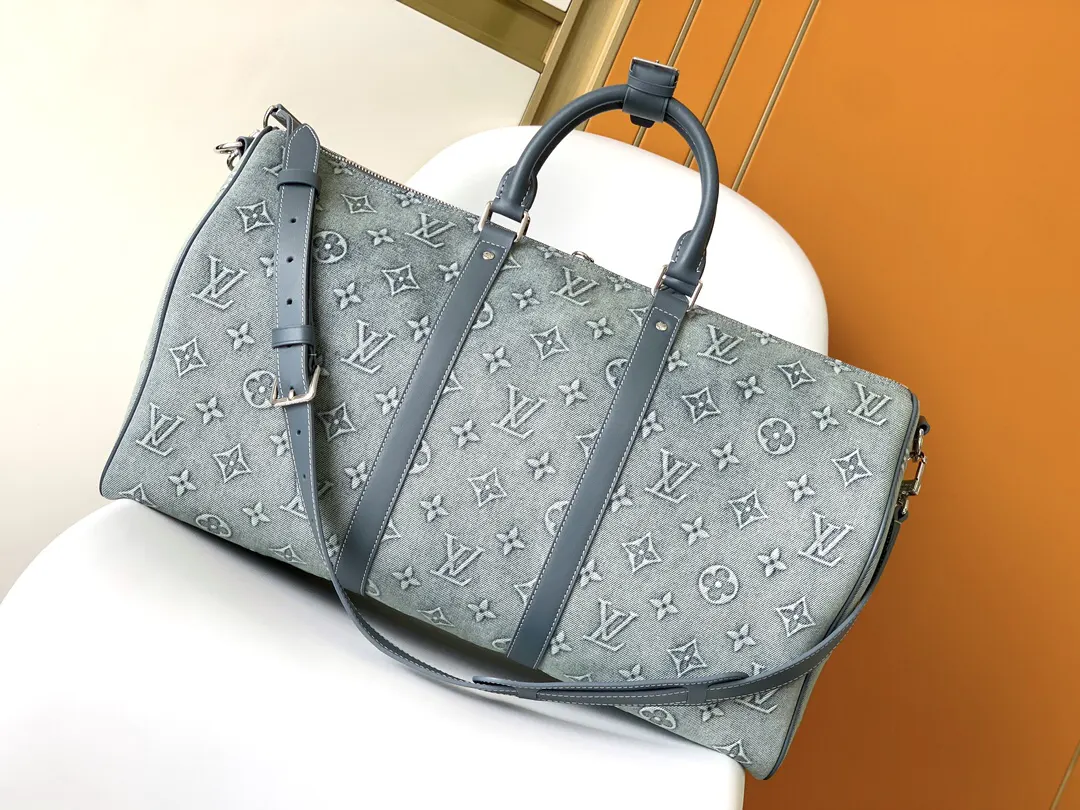 LV Keepall 牛仔 丹宁 牛皮 旅行袋 大容量旅行款