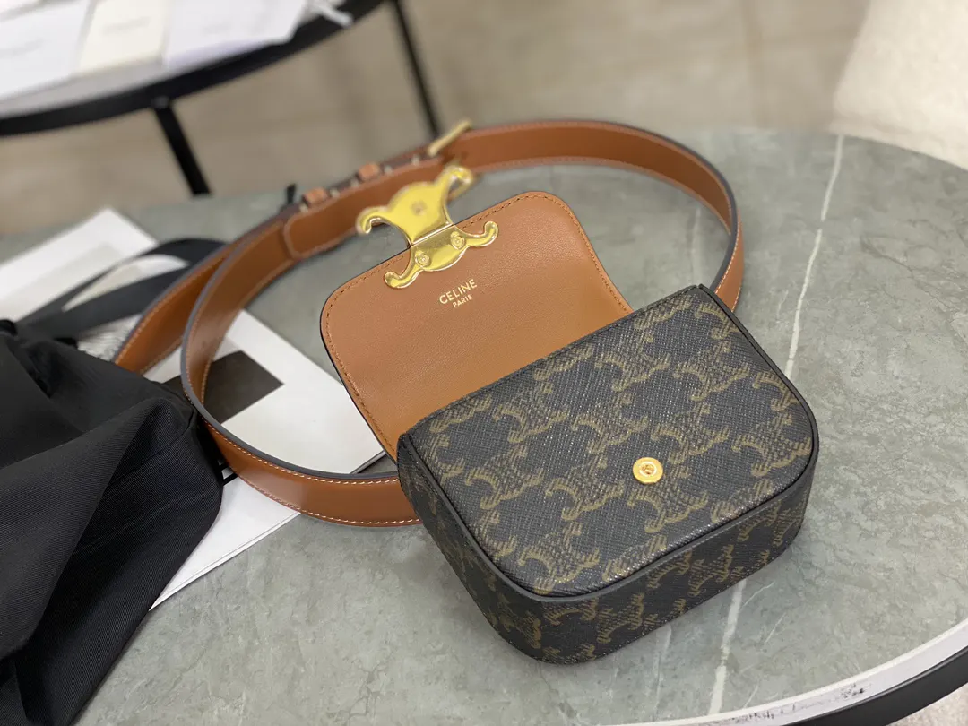 Celine 老花 老花黑 腰包 休闲腰包款