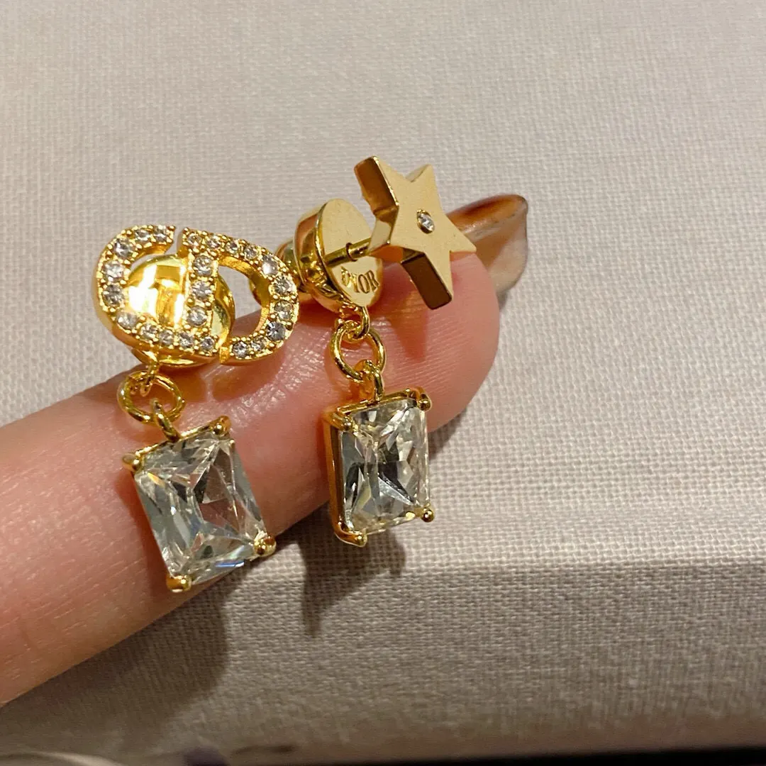 Dior CD 水晶 耳环 优雅耳饰
