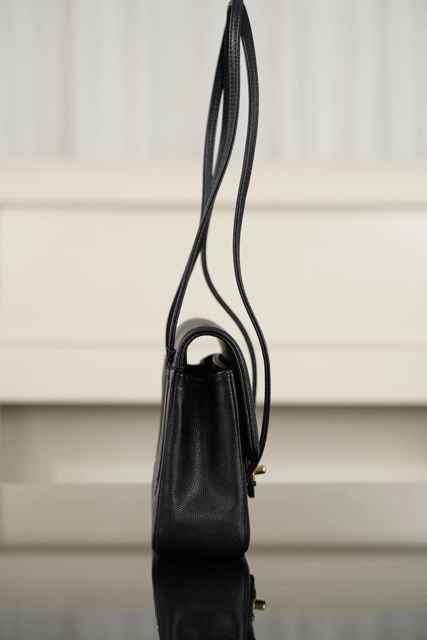 Black Hobo Shoulder Bag Vintage Leather