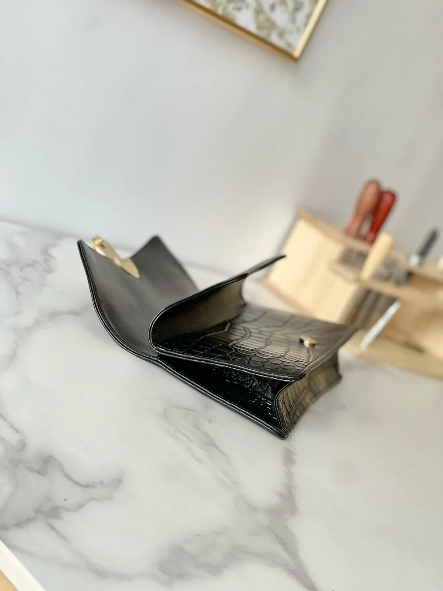 CHANEL 黑色 牛皮 手拿包 精致手拿款