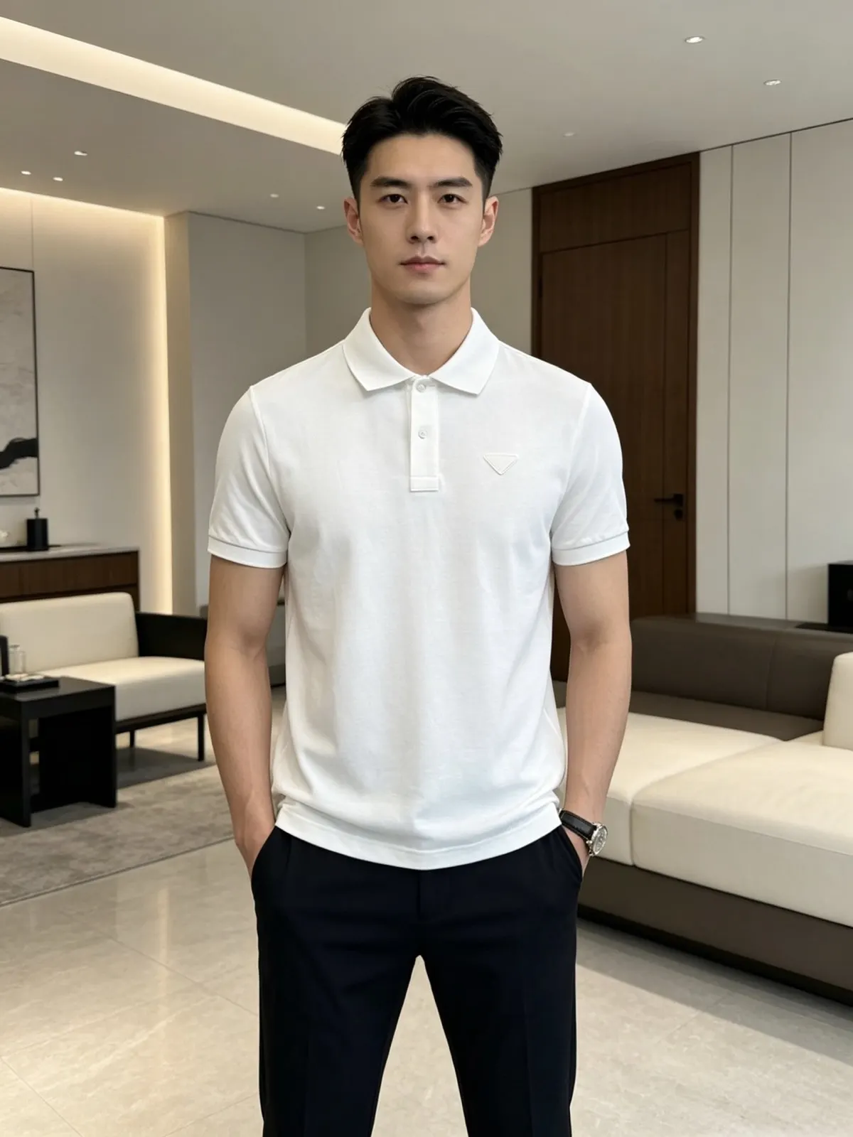 Prada 棉质 三角标 Polo衫