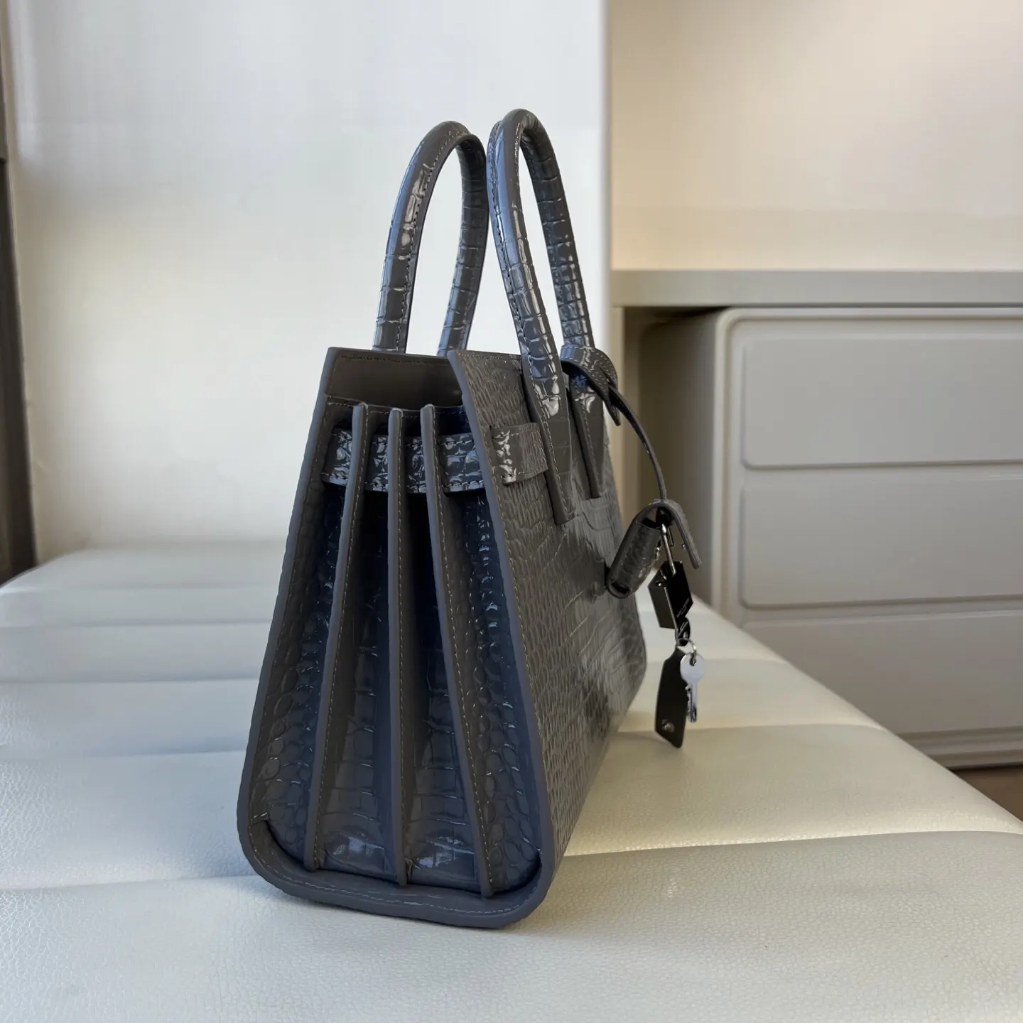 Silver Clutch Bag Leather