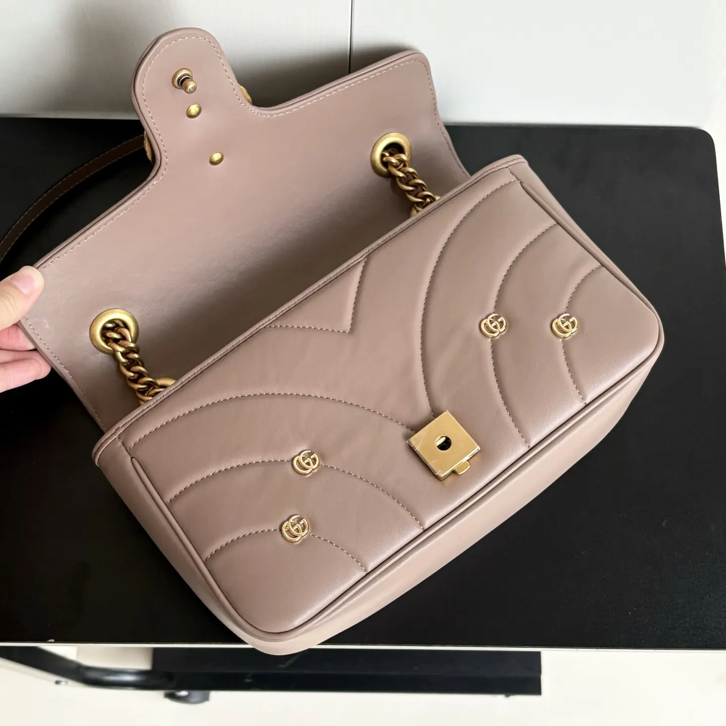Gucci Marmont 绗缝皮革链条包 单肩斜挎款