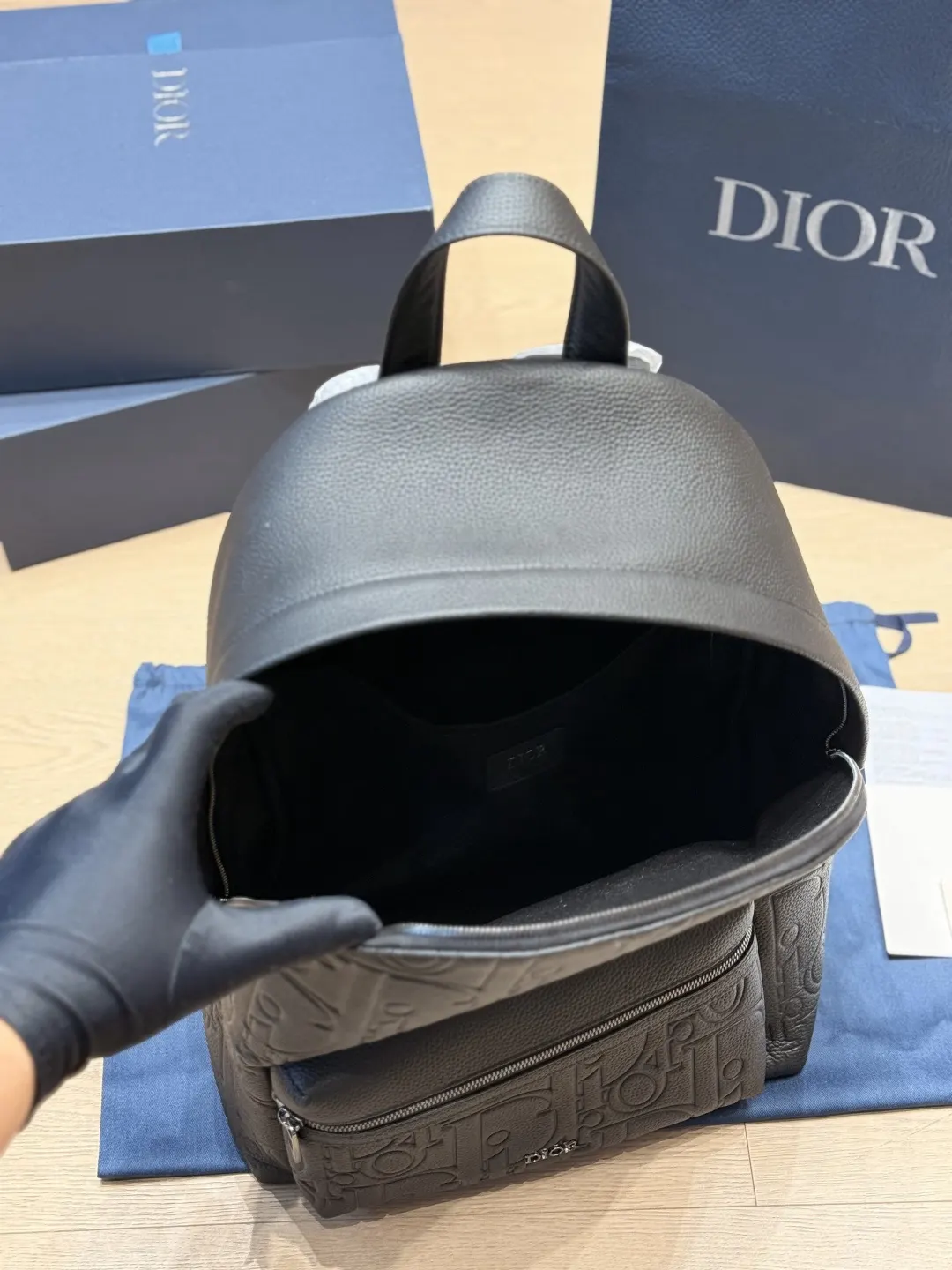 Dior Oblique 黑色 皮革 双肩包
