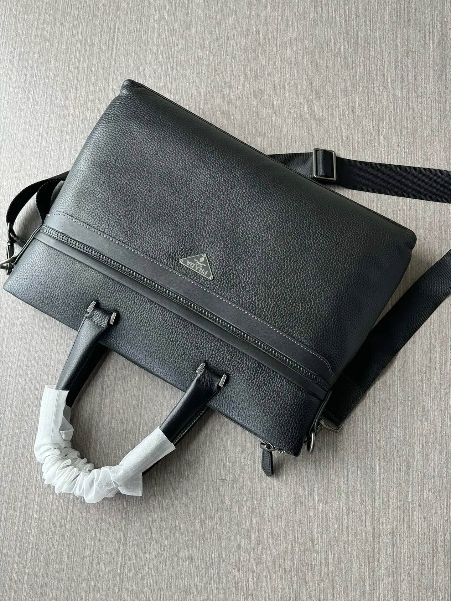 Prada Black Briefcase Business Commuter Leather