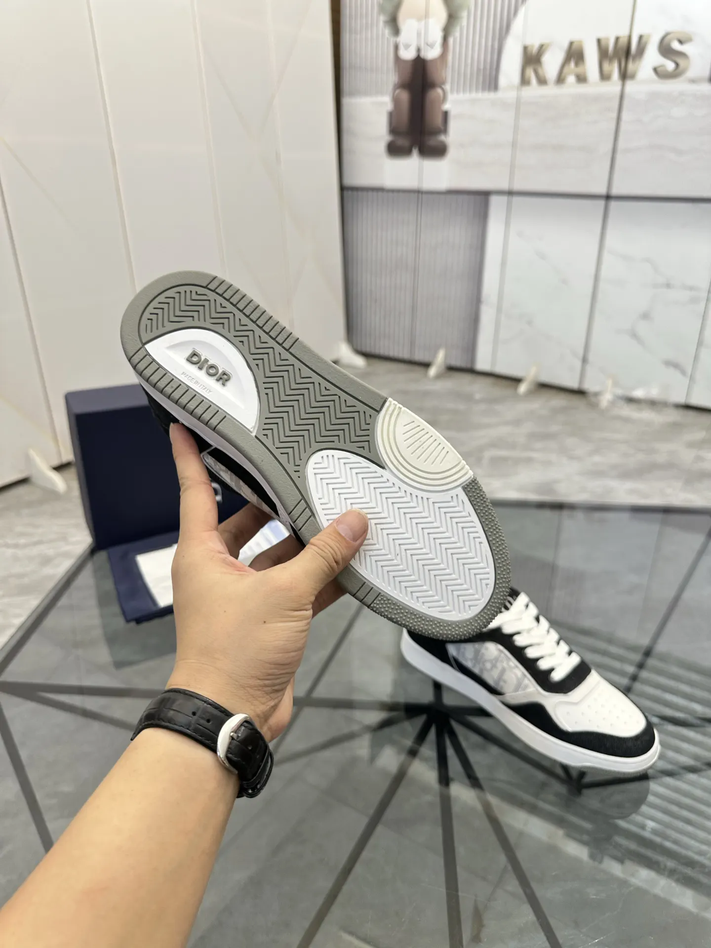 Dior 黑白拼色牛皮低帮运动鞋 休闲