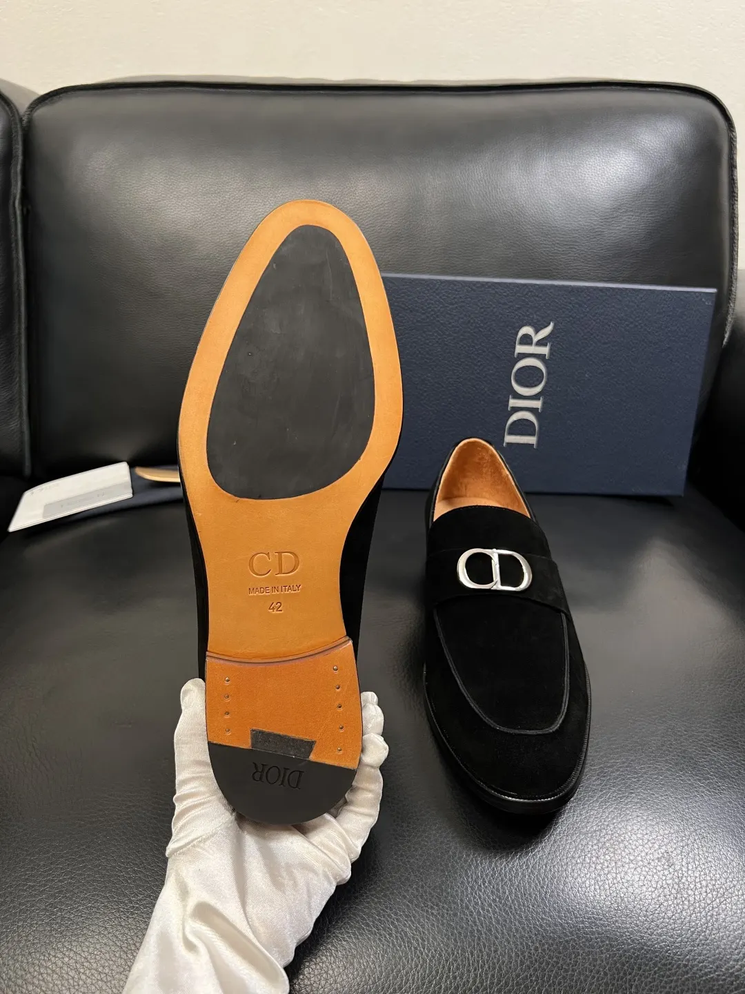 Dior Lady Dior 黑色藤格纹手提斜挎包 金属扣款