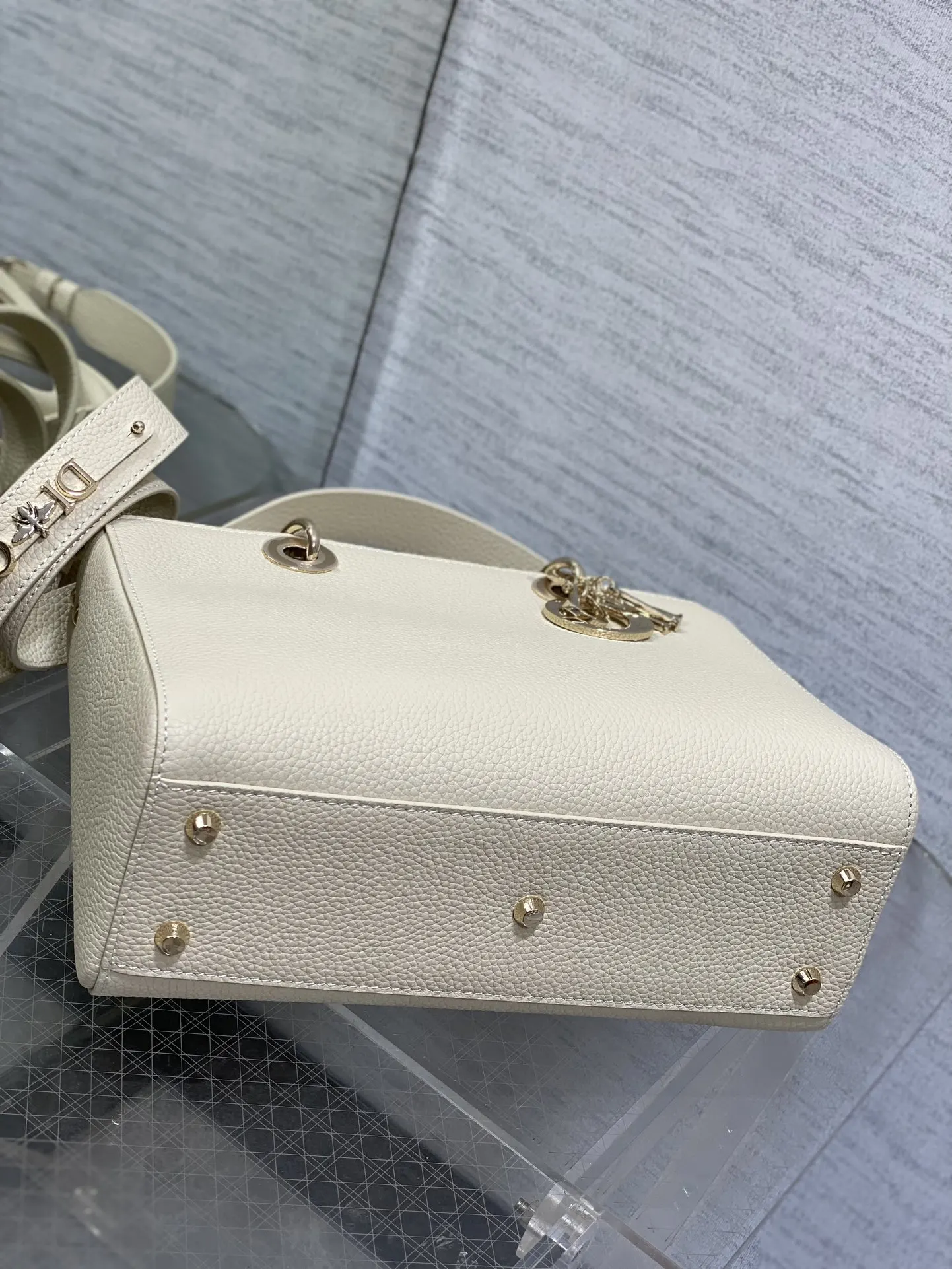Dior 黑色 牛皮 进口 牛皮横款戴妃包 Lady 手提包 通勤手提款