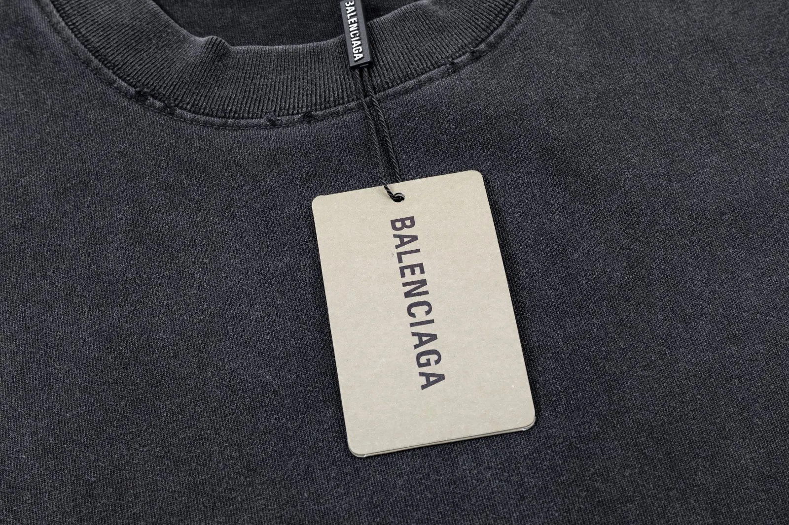Balenciaga Tonal Logo Washed Crew Neck T-Shirt In Charcoal Black