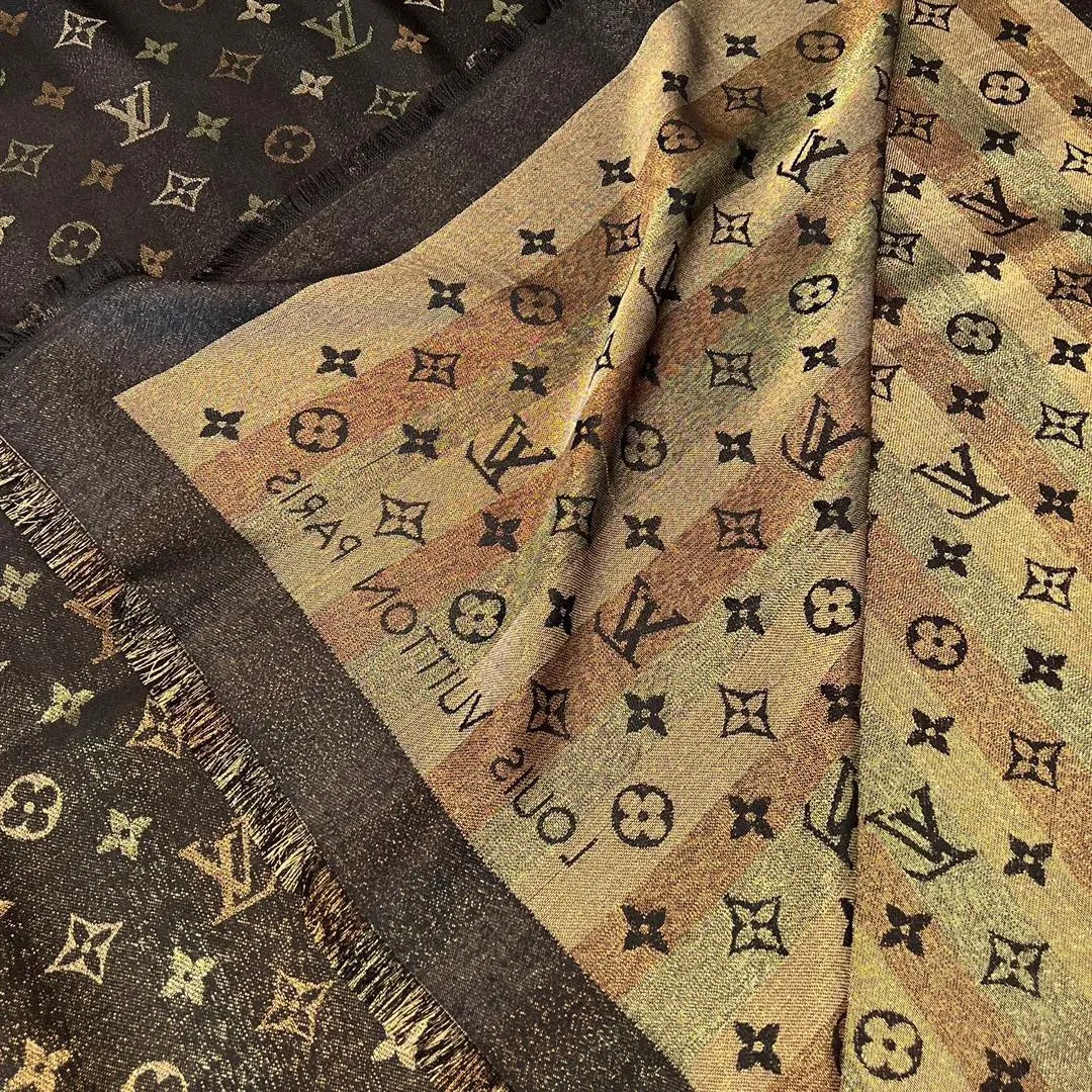 Louis Vuitton 咖色 羊毛 提花 Mo披肩 保暖披肩 圍巾