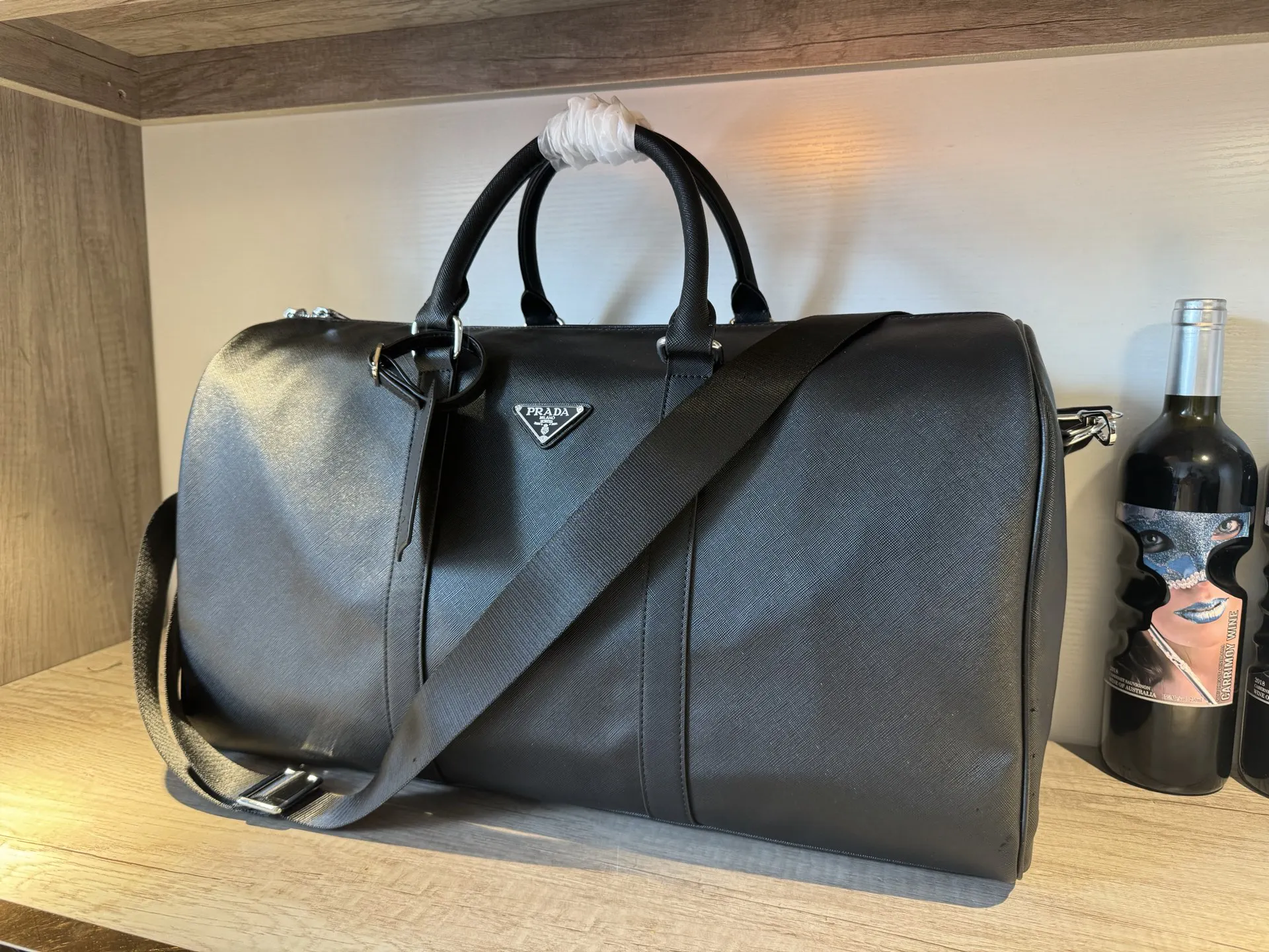 Prada 黑色 白色 尼龍 旅行袋 大容量旅行款