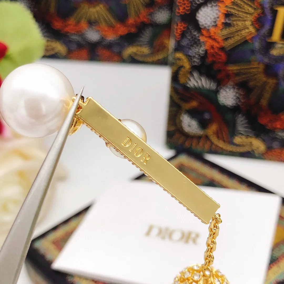 Dior 珍珠 耳饰 金色