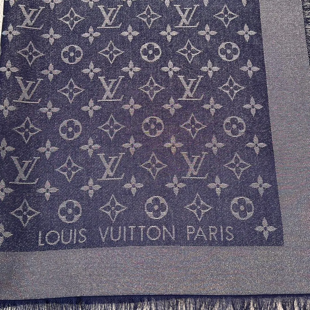 Louis Vuitton 藍色 羊毛 提花 Mo披肩 保暖披肩 圍巾