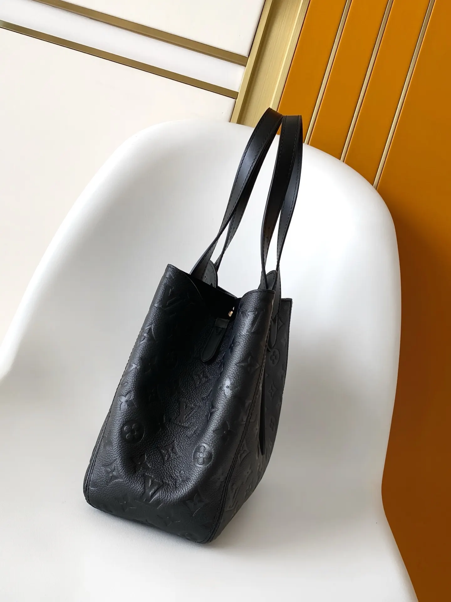 Louis Vuitton Black Gray Tote Bag Leather