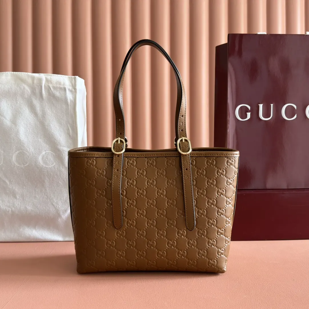 Gucci Brown Pink Tote Bag