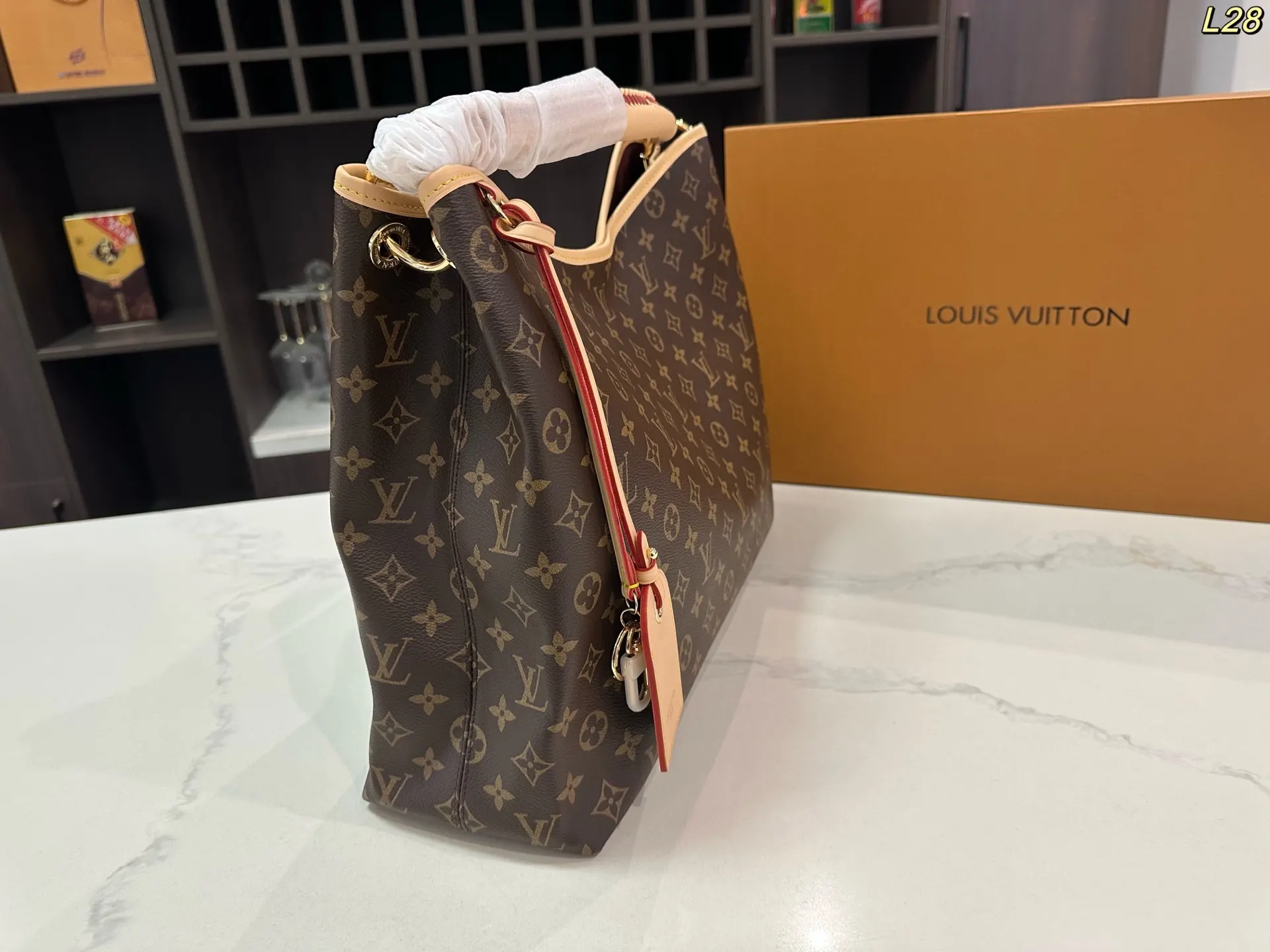 LV 老花 中古 购物袋 腋下包 复古腋下背款