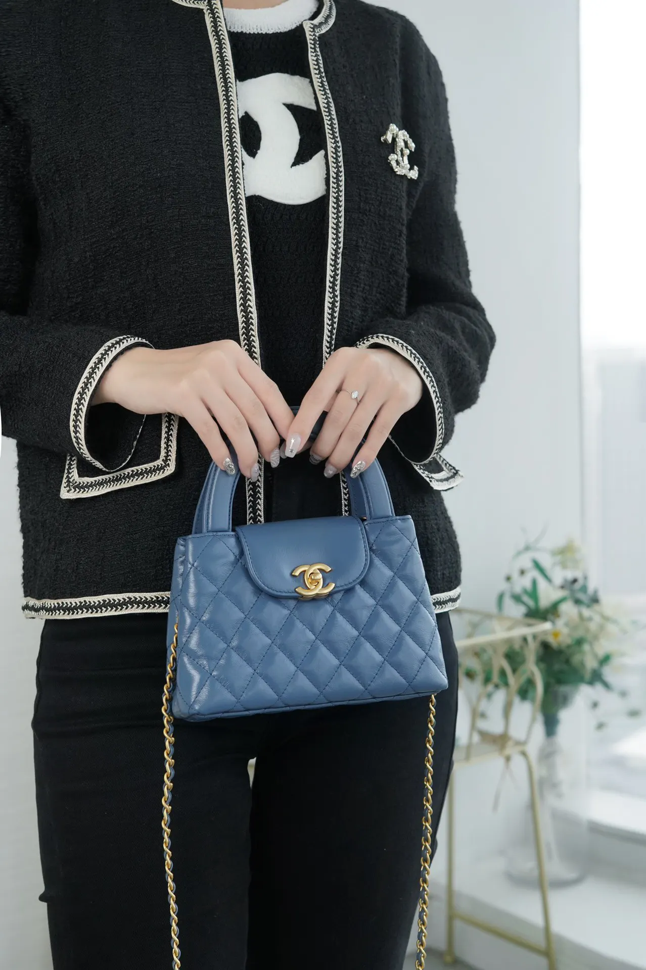 CHANEL 黑色 羊皮 手提包 通勤手提款
