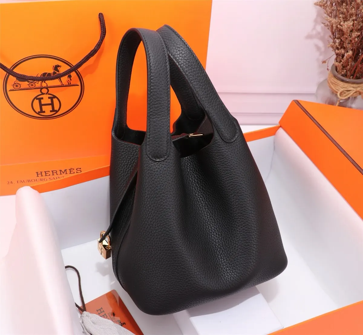 Hermès 黑色 水桶包