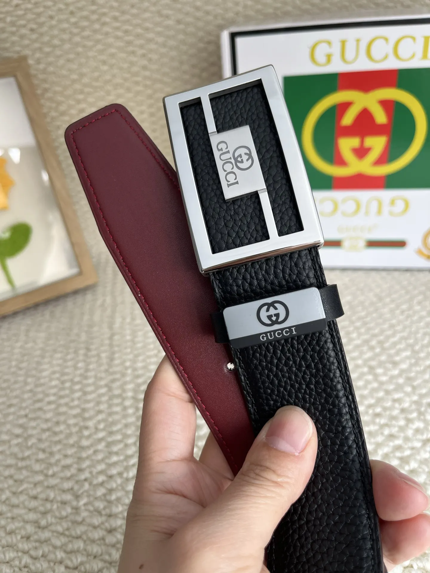 Gucci 双G扣牛皮腰带
