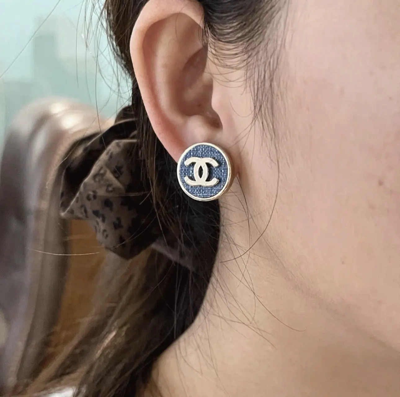 Chanel 蓝色/金色 耳饰
