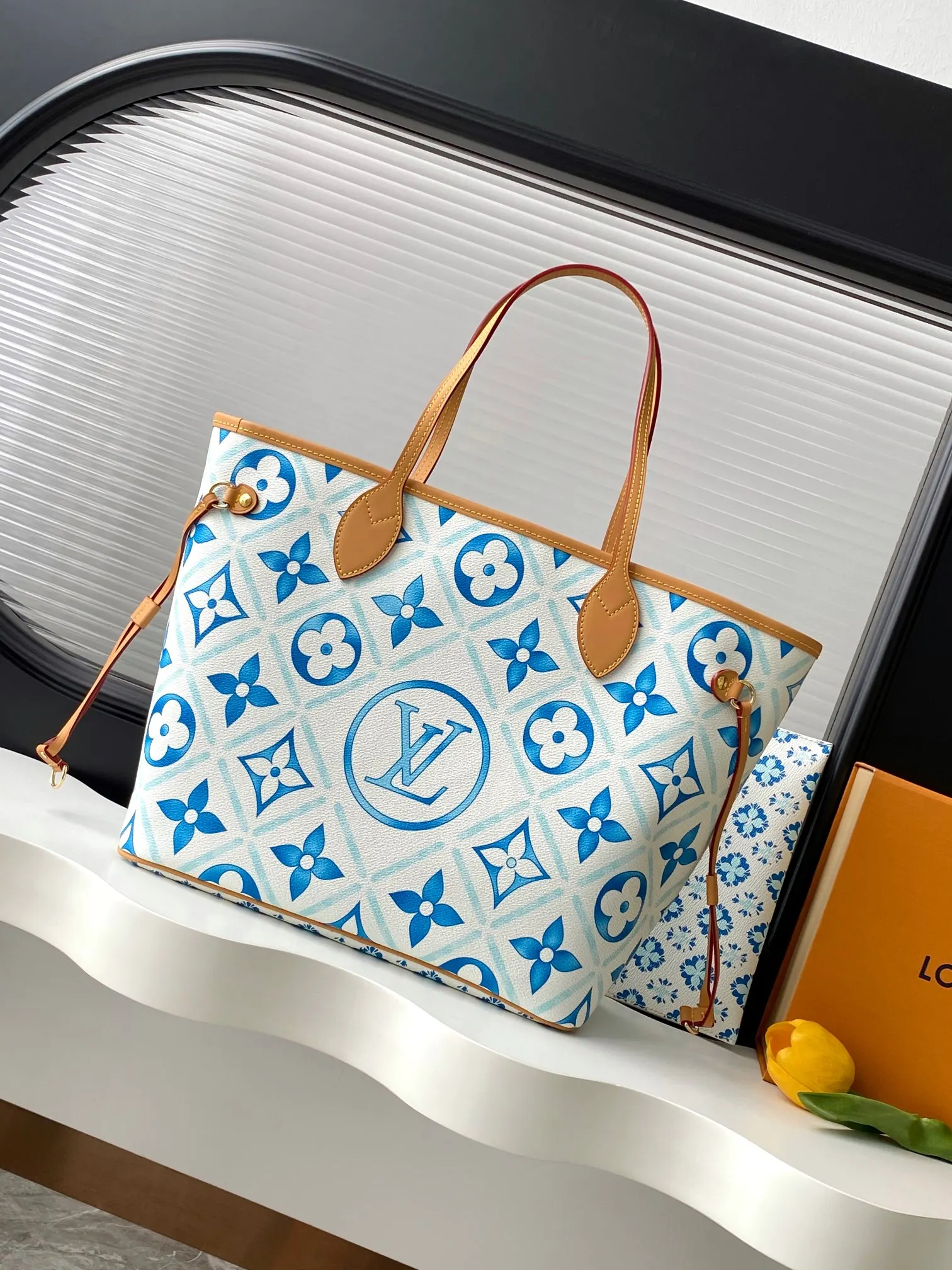 LV Neverfull 蓝色 红色 帆布 托特包 大容量托特款