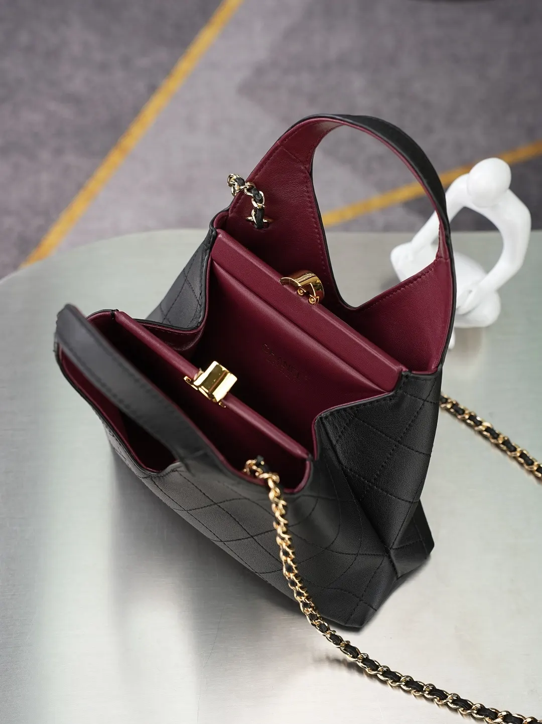 Black Red Chain Bag Premium Leather