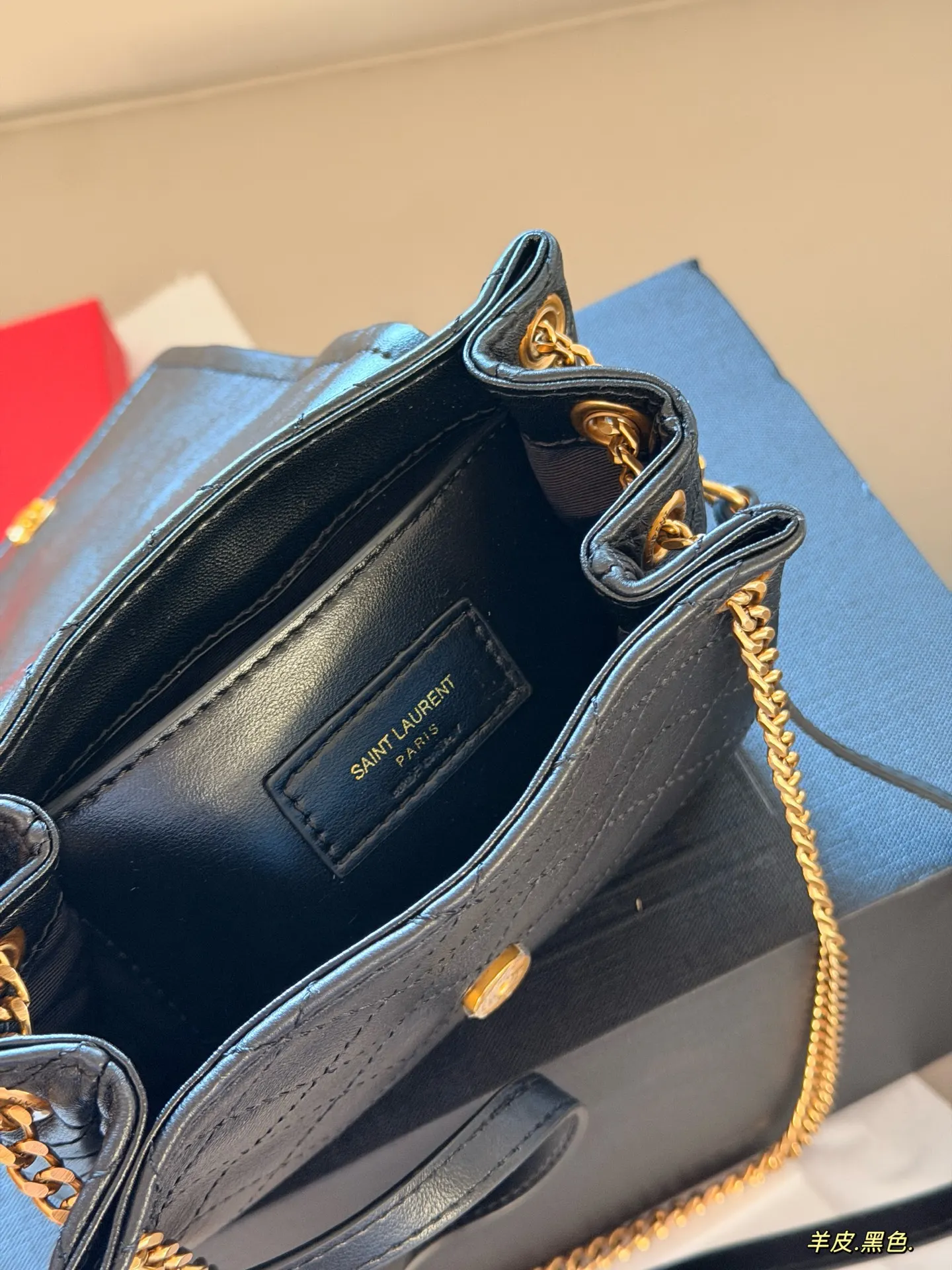 YSL 羊皮 盒 羊皮 mini 斜背包 輕便斜挎款