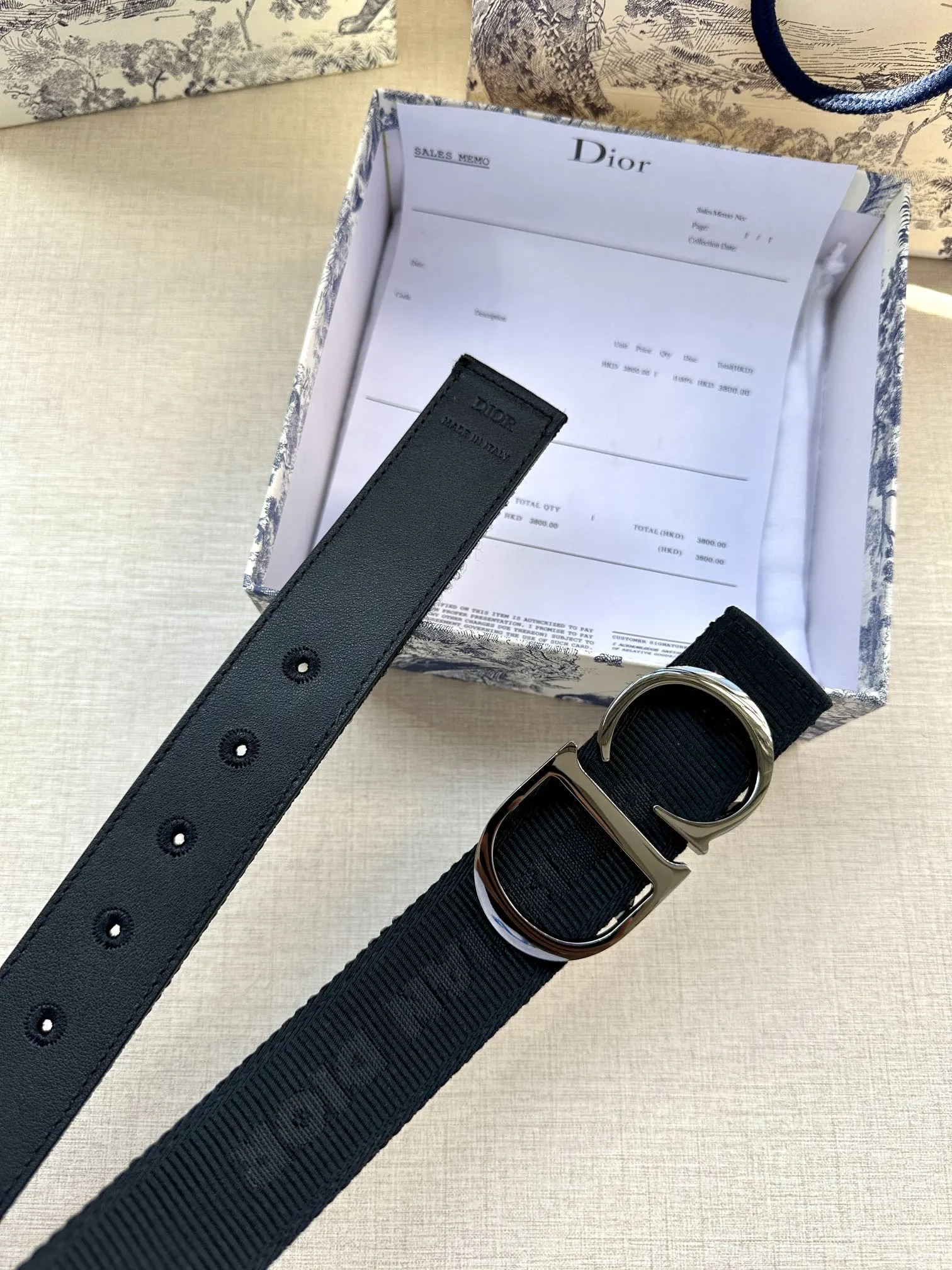 Dior 黑色Oblique腰带 金色CD扣