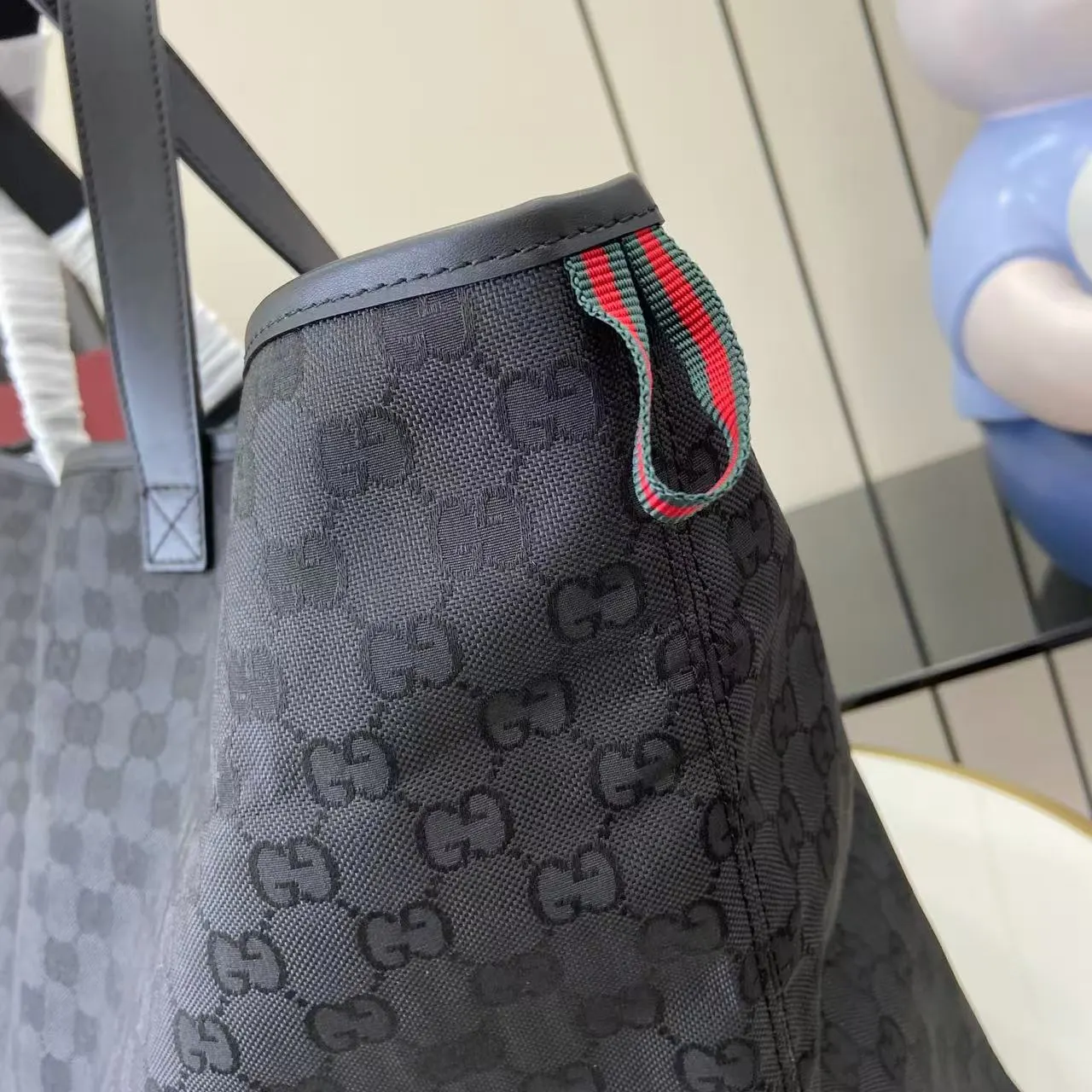 Gucci 黑色 白色 尼龍 托特包 大容量托特款