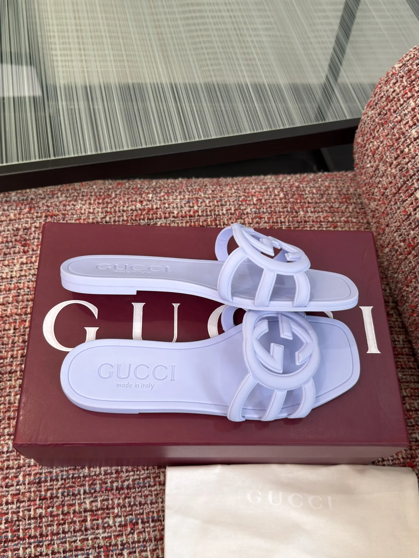 Gucci Interlocking G 浅蓝色凉拖 休闲 运动鞋