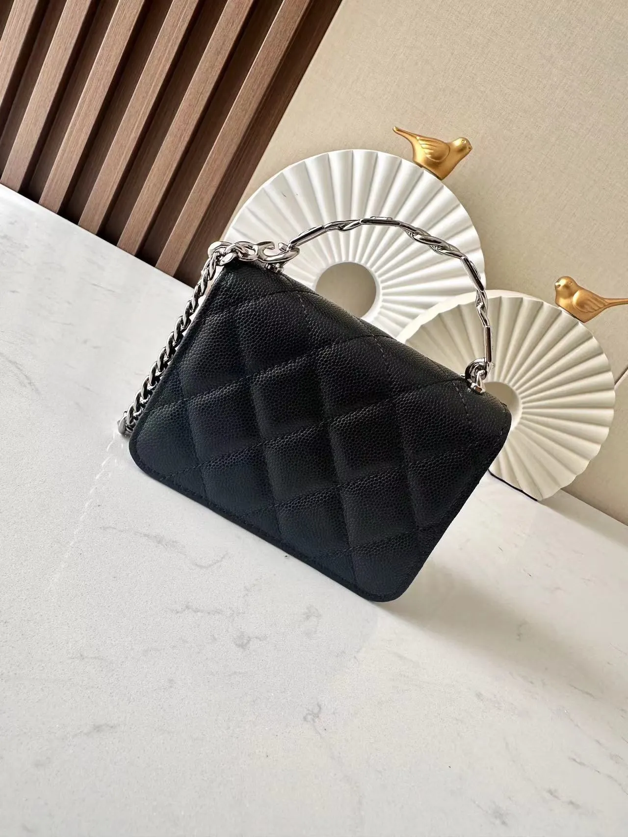 Black Gold Chain Bag Leather