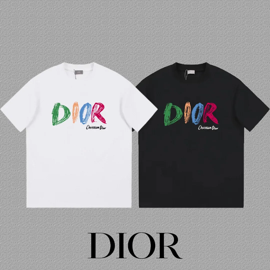 Dior 彩色Logo白色短袖T恤 休闲款