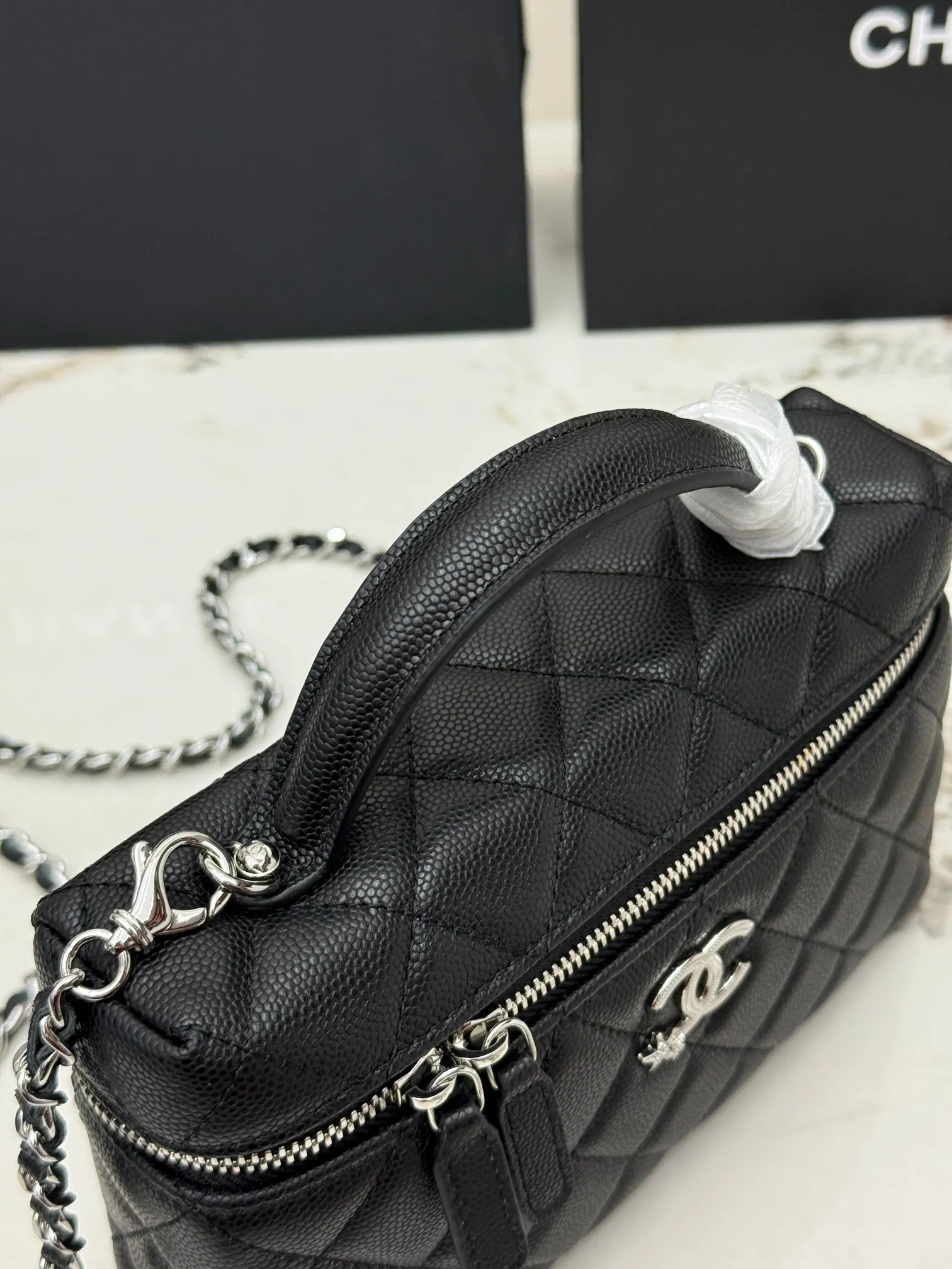 Silver Chain Bag Leather