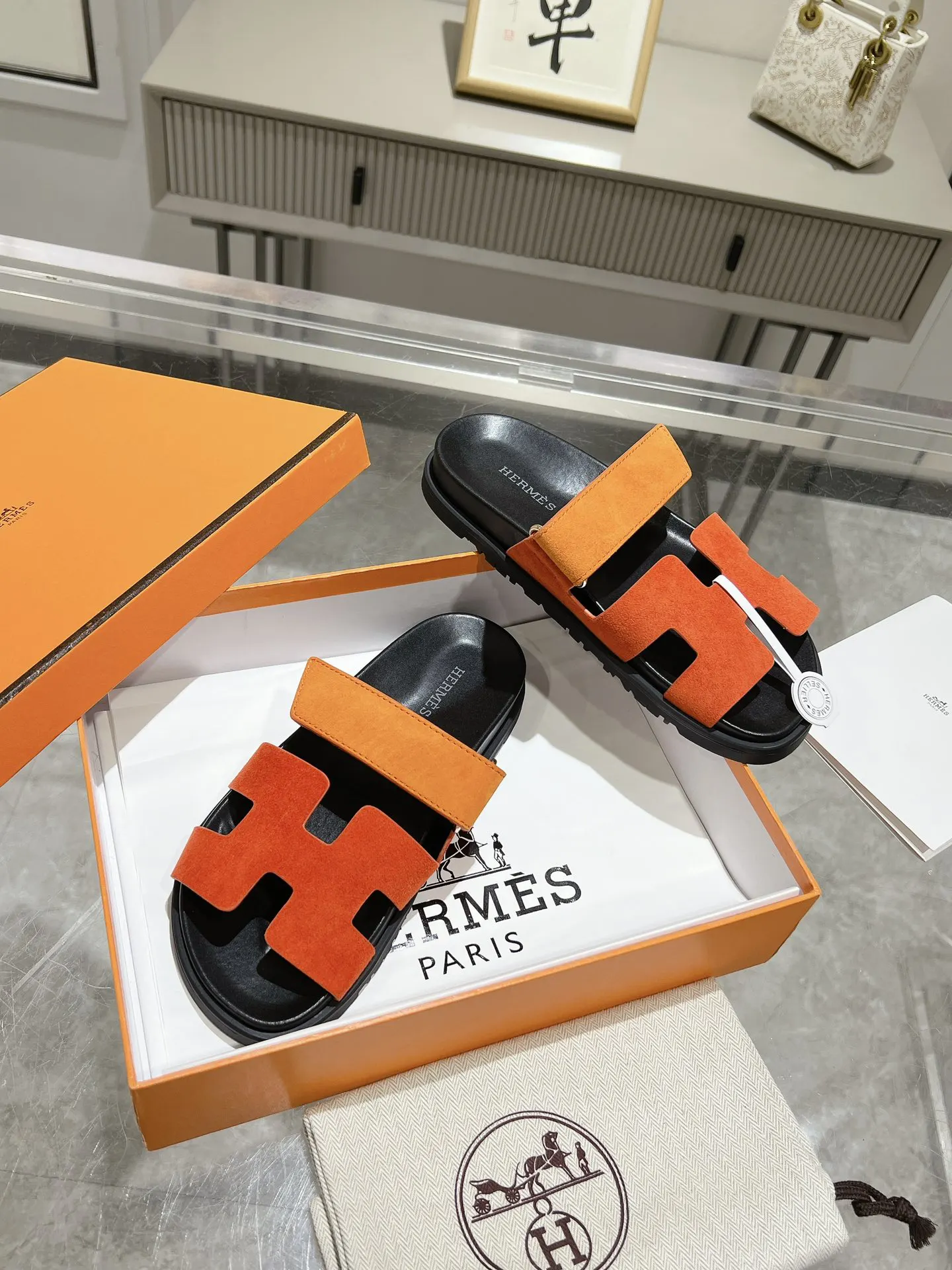 Hermès 拼色 拖鞋 舒適