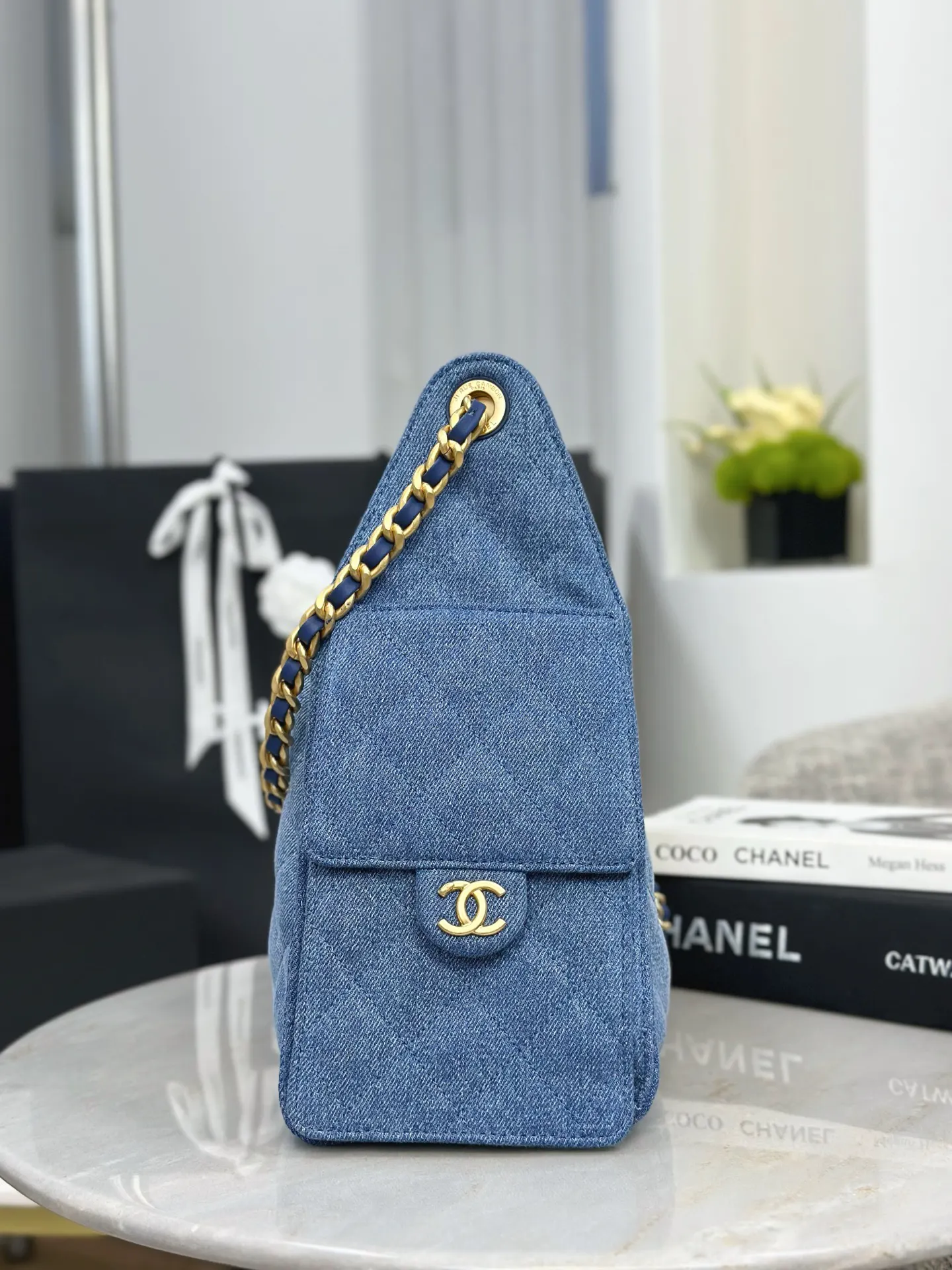Chanel 牛仔 抽绳 水桶包