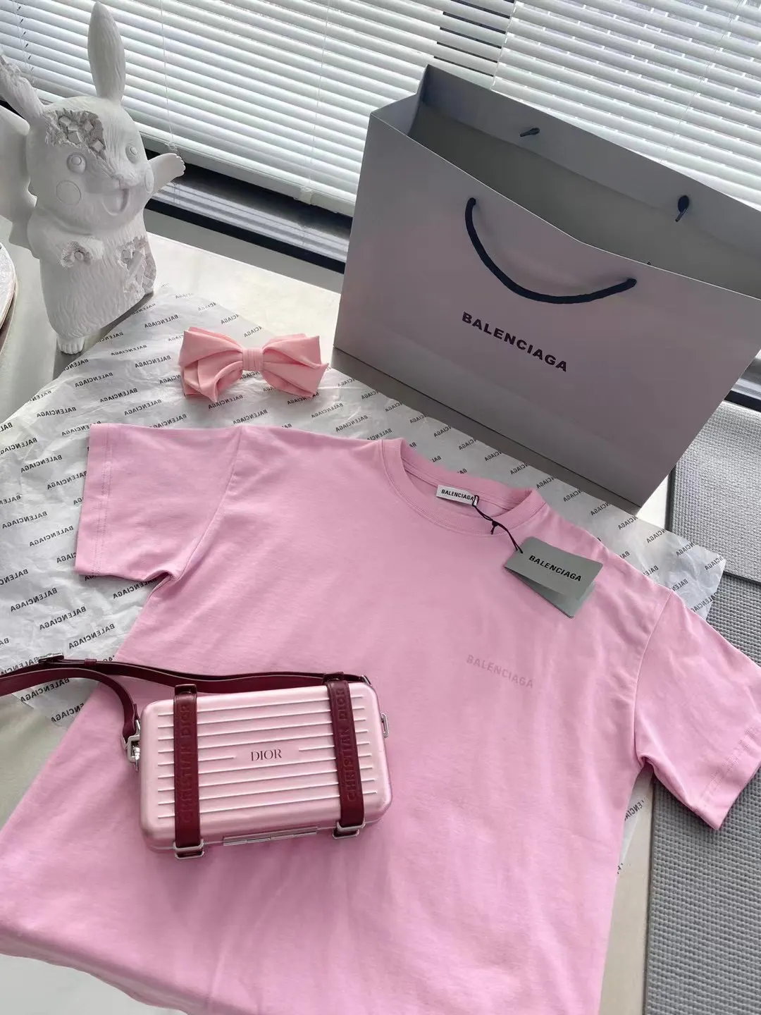 Balenciaga Blcg Pink Short Sleeve T-Shirt Street