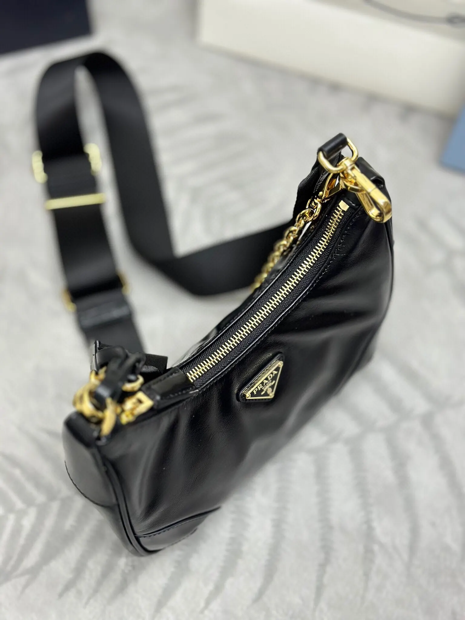 Prada Re-Nylon 黑色 链条Hobo腋下包 小包组合
