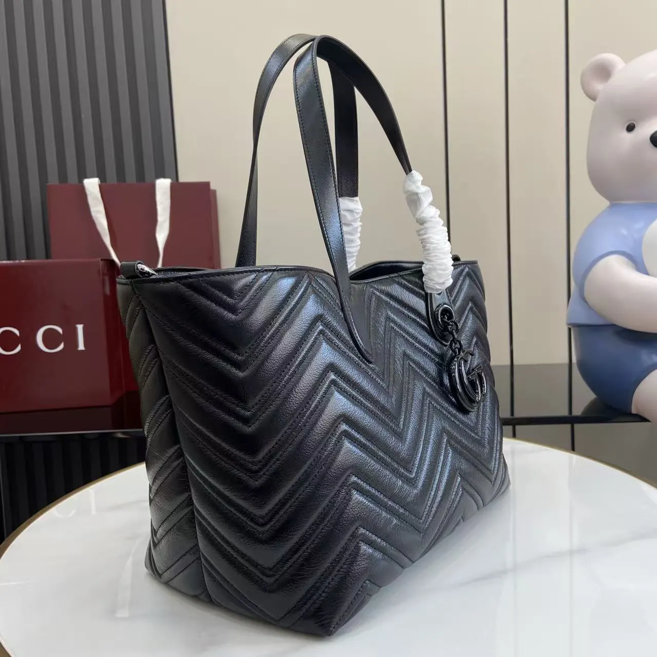 Marmont 黑色 牛皮 托特包 大容量托特款